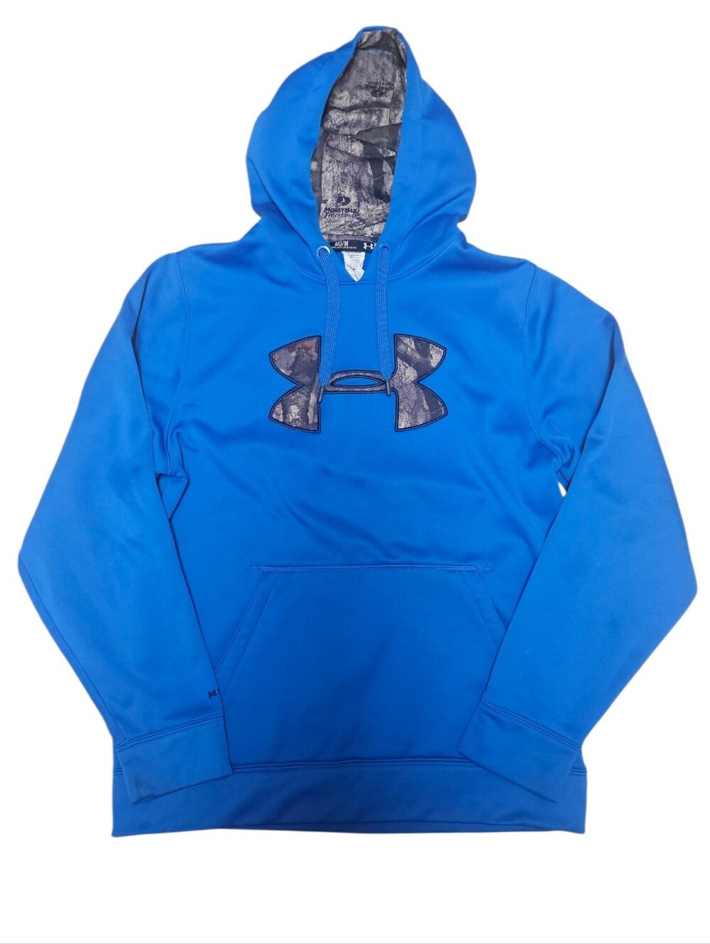 Under Armour Hoodie Mossy Oak Logo And Lining Blue/Camo Cold Gear Mens Sz Medium
